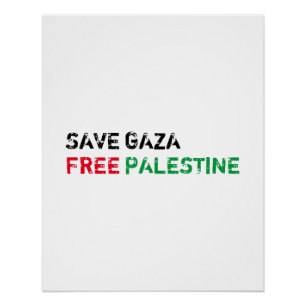 Rett Gaza Free Palestine schwarz-grün weiß Poster