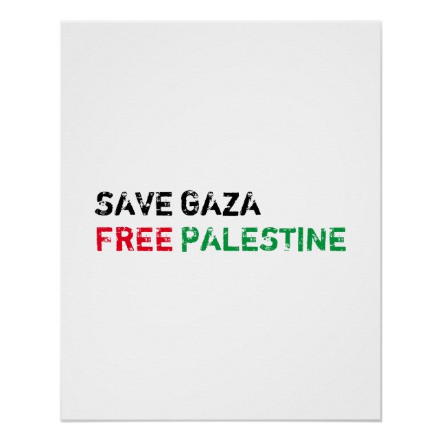 Rett Gaza Free Palestine schwarz-grün weiß Poster (Vorderseite)