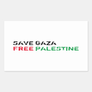 Rett Gaza Free Palestine schwarz-grün weiß Rechteckiger Aufkleber