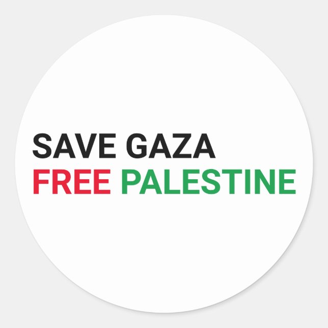 Rett Gaza Free Palestine schwarz-grün weiß Runder Aufkleber (Vorderseite)