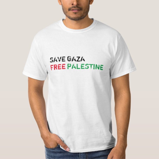 Rett Gaza Free Palestine schwarz-grün weiß T-Shirt (Vorderseite)