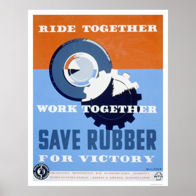 Rett Gummi Commute 1943 WPA Poster (Vorne)