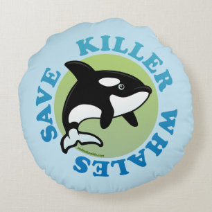 Rett Killer Whales Rundes Kissen