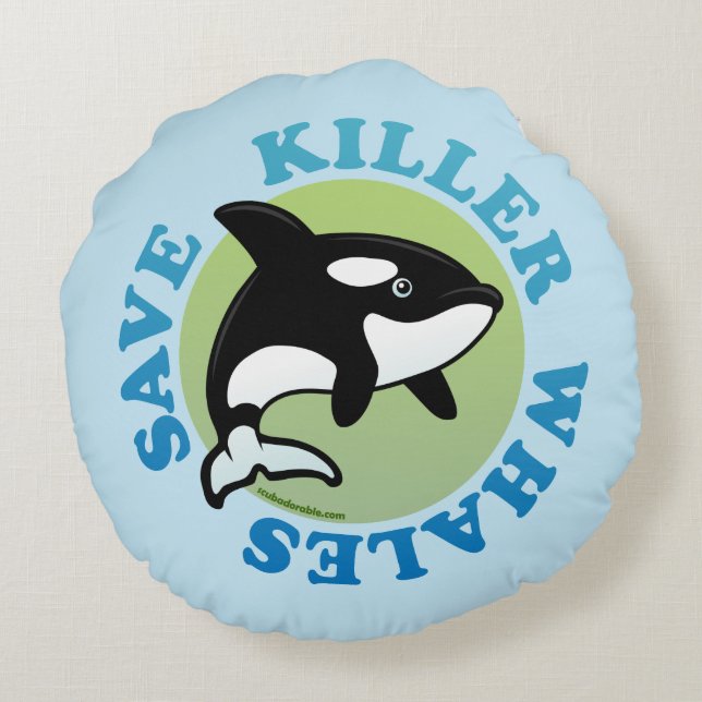 Rett Killer Whales Rundes Kissen (Rückseite)