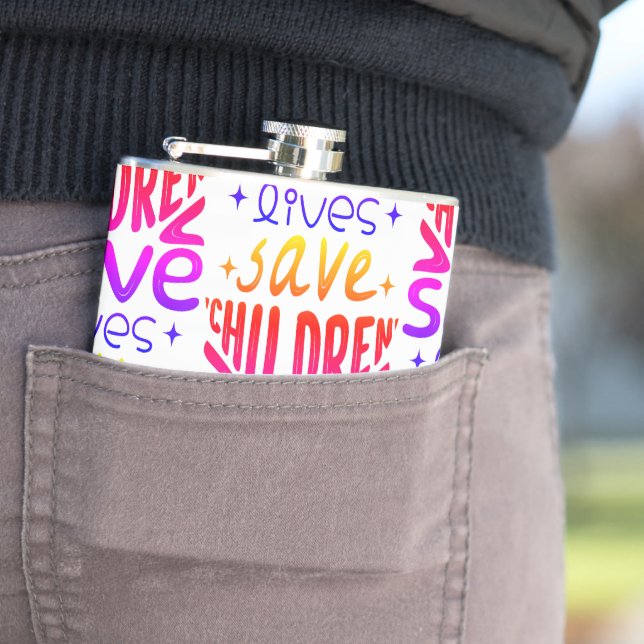 Rett Kinder, Rett Leben Flachmann (Beispiel)