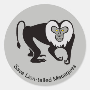 Rett Lion-Taille MACAQUE - Wildtiere - Affe - Runder Aufkleber