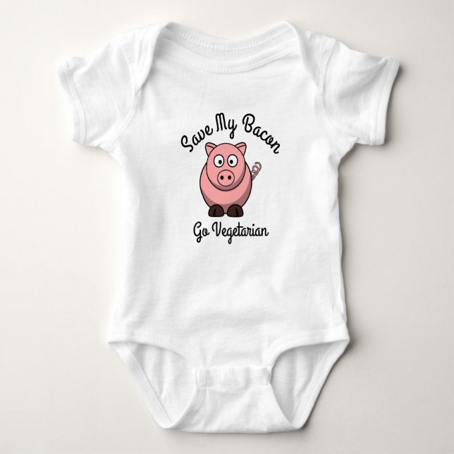 Rett mein Bacon Go Vegetarier Baby Strampler (Vorderseite)
