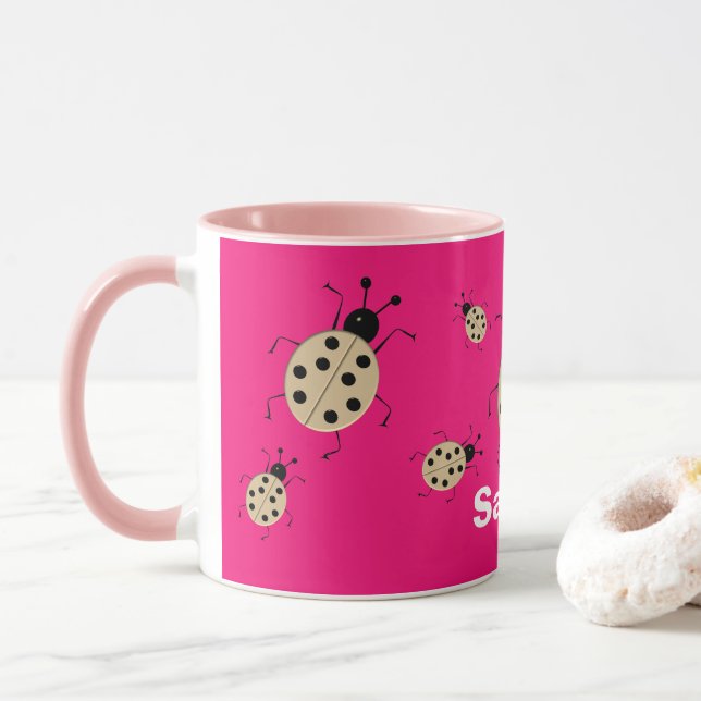Rett mir! Niedliche, farbenfrohe Ladybugs, persona Tasse (Mit Donut)