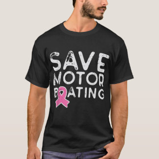 Rett Motor Boating rosa Ribbon Funny Breast Cancer T-Shirt