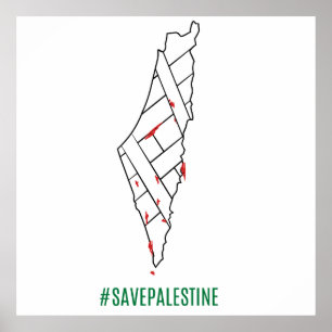Rett Palestine bleding map - Freedom for Palestin Poster