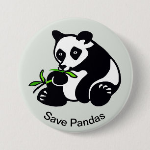 Rett PANDAS - gefährdete Tiergrafik - Grün Button