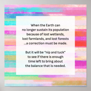 Rett Planet Earth Warnungen Wasserfarben Streifen Poster