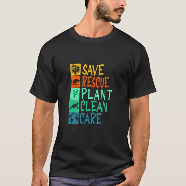 Rett Rescue Pflanze Clean Care Tierart Recycle T-Shirt (Vorderseite)