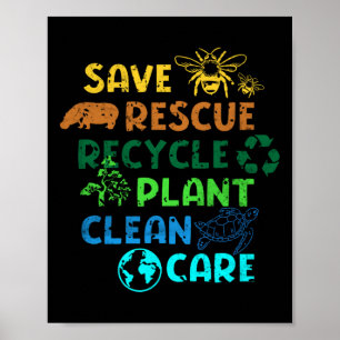Rett Rescue Recycle Planet Klimawandel Funny Ea Poster