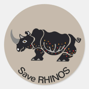 Rett RHINOCEROS - Tierfreund - Natur - wild lebend Runder Aufkleber