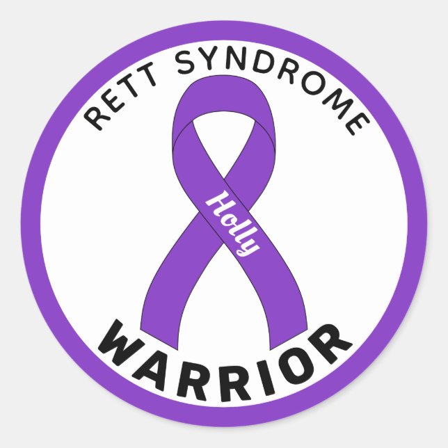Rett-Syndrom Warrior Ribbon White Runder Aufkleber (Vorderseite)