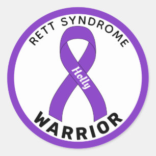 Rett-Syndrom Warrior Ribbon White Runder Aufkleber