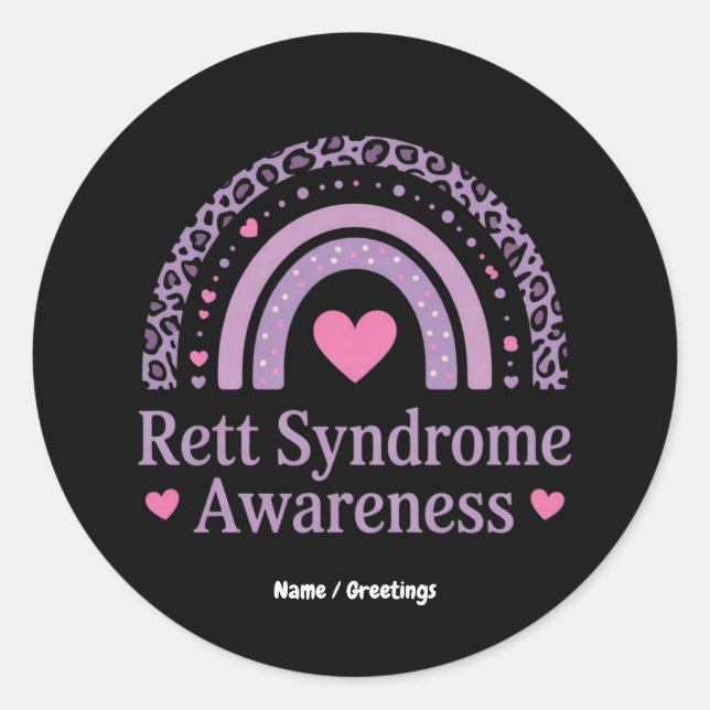 Rett Syndrome Awareness Lila Rainbow Hope Squad Runder Aufkleber (Vorderseite)