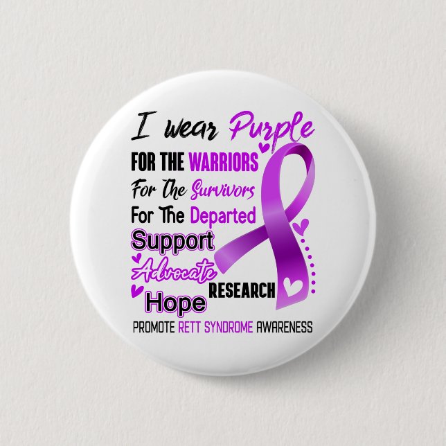 Rett Syndrome Awareness Month Ribbon Geschenke Button (Vorderseite)