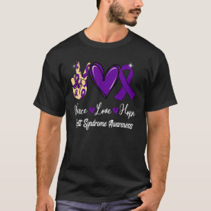 Rett Syndrome Awareness Peace Liebe Hope Lila Rib T-Shirt