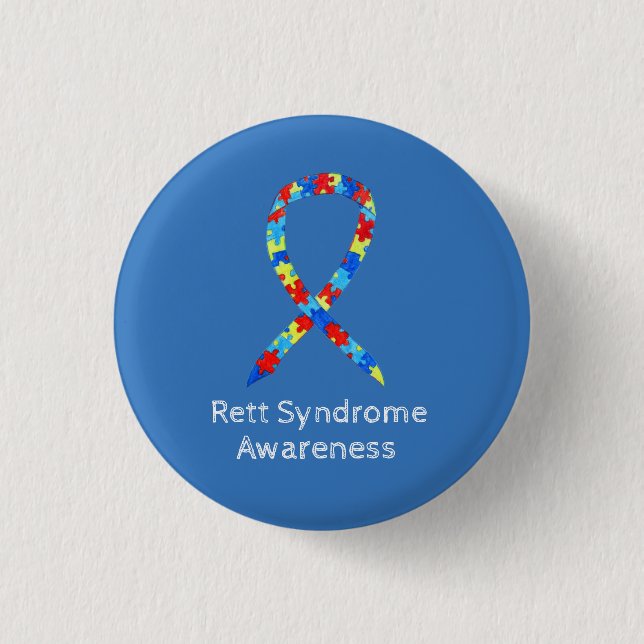 Rett Syndrome Puzzle Awareness Ribbon Custom Butto Button (Vorderseite)