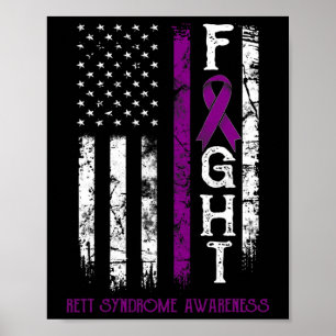 Rett Syndrome Warrior Us Flag Down Syndrom Awaren Poster