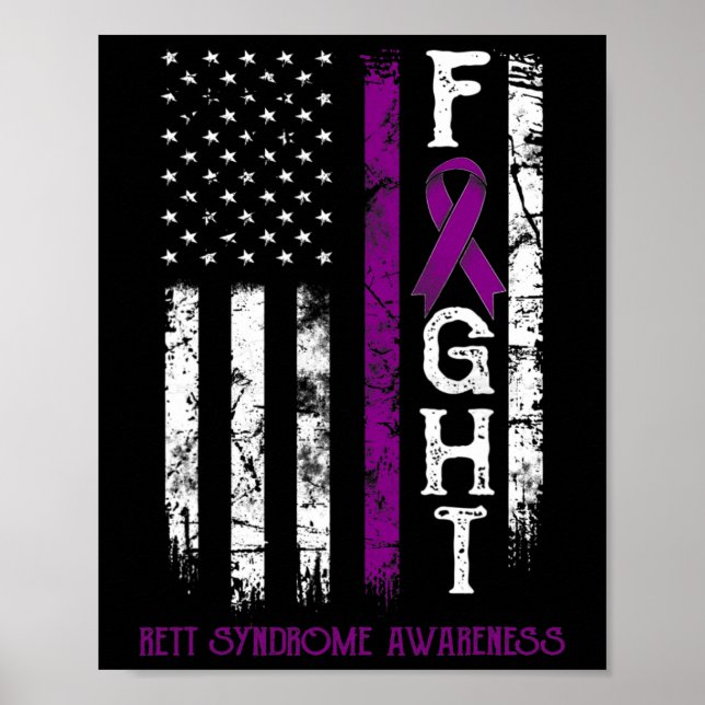 Rett Syndrome Warrior Us Flag Down Syndrom Awaren Poster (Vorne)