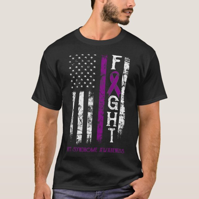 Rett Syndrome Warrior Us Flag Down Syndrom Awaren T-Shirt (Vorderseite)