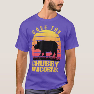 Rett The Chubby Unicorns Vintag Retro Funny Rhino T-Shirt