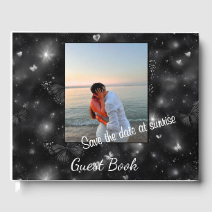Rett the Dateat Sunrise - Eleganter Glitzer Butter Gästebuch