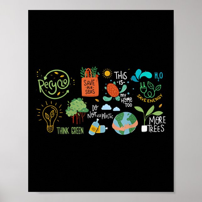 Rett the Earth Day Recycle Planet Environmental Poster (Vorne)