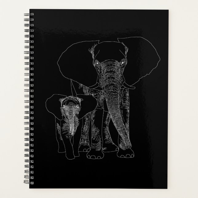 Rett The Elephants Art Animal Lover BW Planer