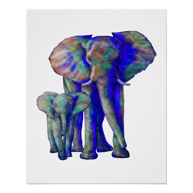 Rett The Elephants Art Animal Lover Mama and Baby Poster (Vorderseite)