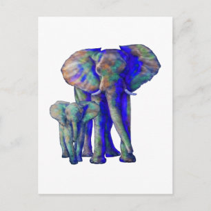 Rett The Elephants Art Animal Lover Mama and Baby Postkarte