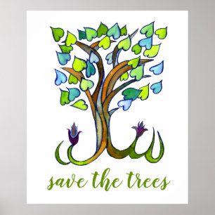 RETT THE TREES forest tree Liebe Herzart Poster