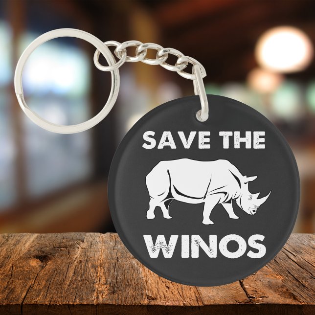 "Rett the Winos" Funny Rhino Schlüsselanhänger (Save the winos keychain)