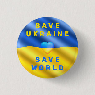 Rett Ukraine Button Rette die Freiheit der Weltunt