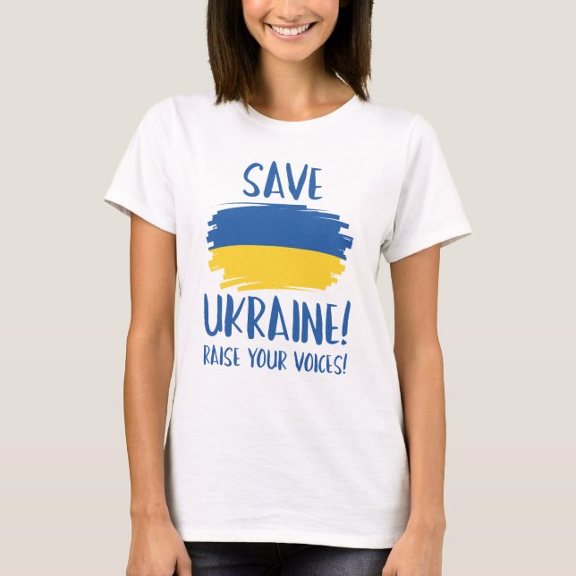 Rett Ukraine Ihre Stimme erheben T-Shirt (Vorderseite)