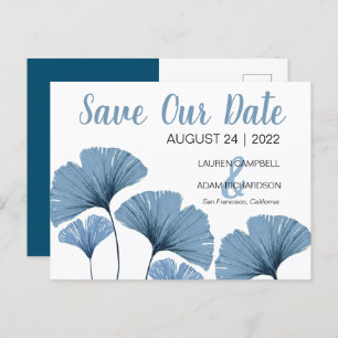 Rett unser Datum Blue & White Wedding  Ankündigungspostkarte