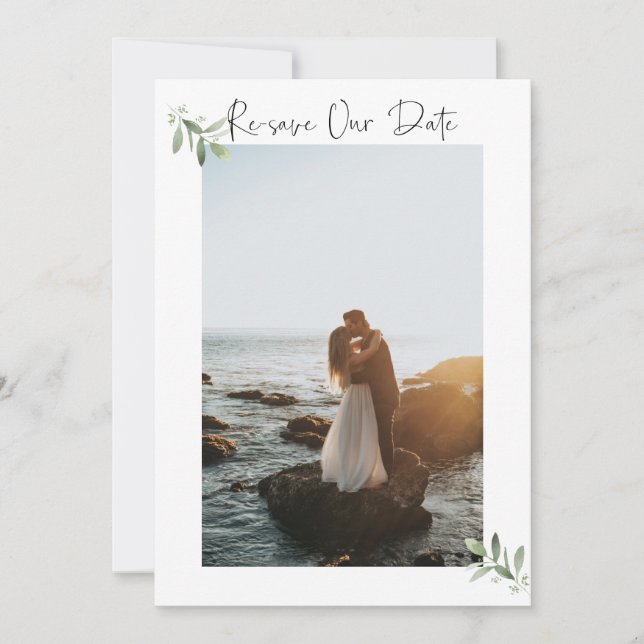Rett unsere Date Vertikal Foto Card - Aquarellfarb Save The Date (Vorderseite)