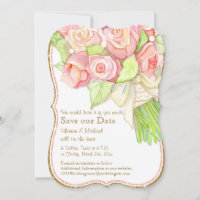 Rett unsere Date Wasserfarbe Rose Bouquet Perlen