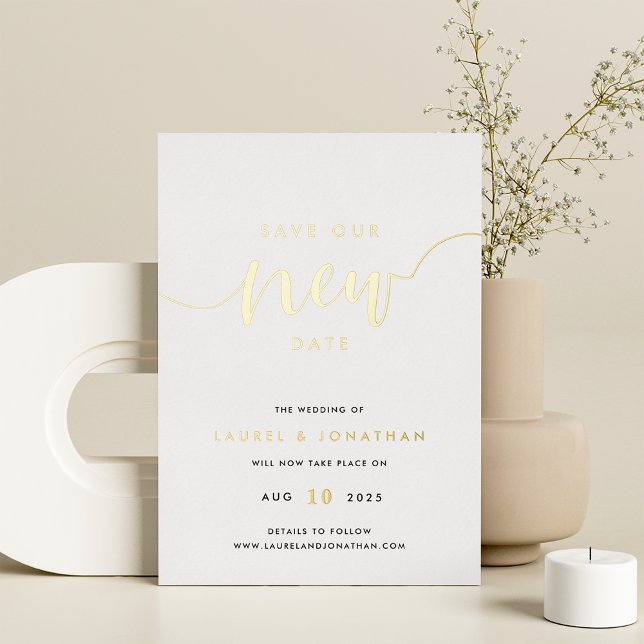 Rett unsere neue Date Wedding Postponement Foil Ca Folieneinladung (Von Creator hochgeladen)