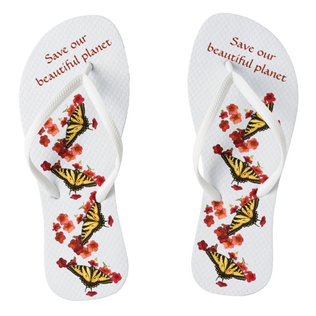 Rett unsere Schmetterlingsroten Blume Flip Flops (Fußbett)