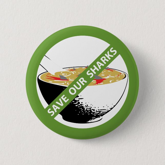 RETT UNSERE SHARKS Verbot Haifischflossensuppe Button (Vorderseite)