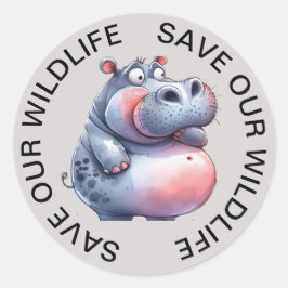 Rett unsere Wildlife Stickers, Hippopotamus Graphi Runder Aufkleber