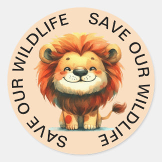 Rett unsere Wildlife Stickers, Lion Graphic Runder Aufkleber