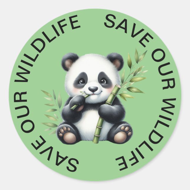 Rett unsere Wildlife Stickers, Panda Graphic Runder Aufkleber (Vorderseite)