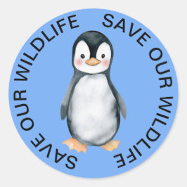 Rett unsere Wildlife Stickers, Pinguin Graphic Runder Aufkleber