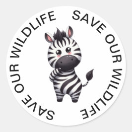 Rett unsere Wildlife Stickers, Zebra Graphic Runder Aufkleber