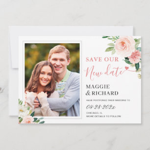 Rett unserem neuen Datum Elegantes Rosa Foto Save The Date